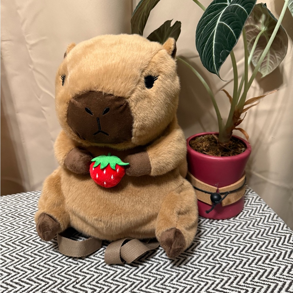 Sleepyville Critters Capybara Plush Backpack with Strawberry 🍓 - Picture 13 of 13